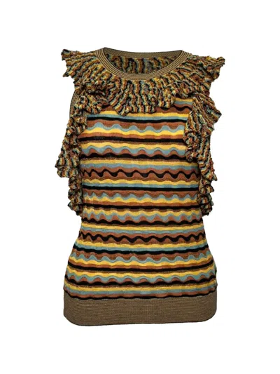 Pre-owned Ulla Johnson Sadie Ruffled Top In Brown