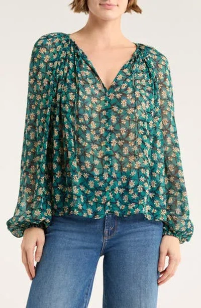 Ulla Johnson Safa Tie Neck Silk Top In Green