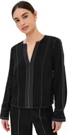 Ulla Johnson Safi Embroidered Crepe Blouse In Noir