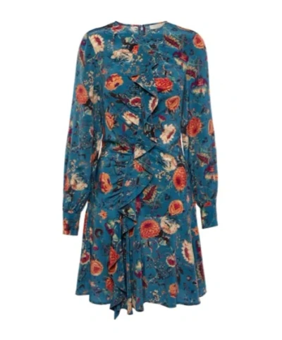 Ulla Johnson Salima Ruffled Floral Silk Minidress In Blue