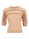 Ulla Johnson Salima Short-sleeve Knit Shirt In Neutral