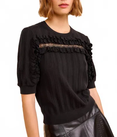 Ulla Johnson Salima Short Sleeve Knit Top In Noir In Black