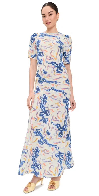 Ulla Johnson Samar Short Sleeve Silk Dress Prism In Multi