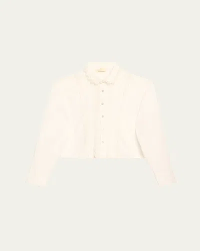 Ulla Johnson Samira Embroidered Blouse In Cowrie