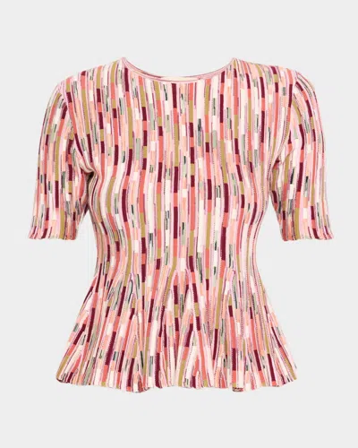Ulla Johnson Samira Spaced-dyed Knit Short-sleeve Top In Pink