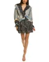 Ulla Johnson Sara Ruffled Printed Cotton-blend Crepon Mini Dress In Blue