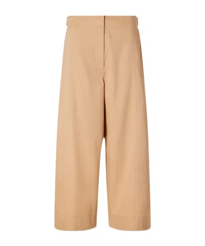 Ulla Johnson Sascha Cotton-twill Wide-leg Cropped Pants In Brown