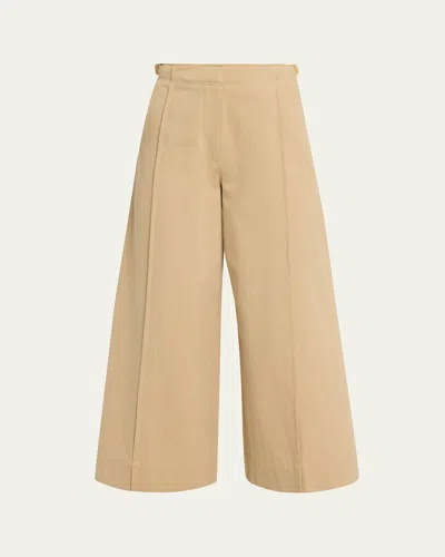 Ulla Johnson Sascha Cropped Wide-leg Cotton Trousers In Brown