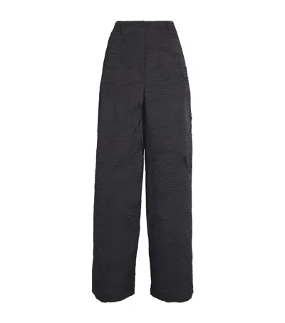 Ulla Johnson Carine Crinkled-satin Flared Pants In Black