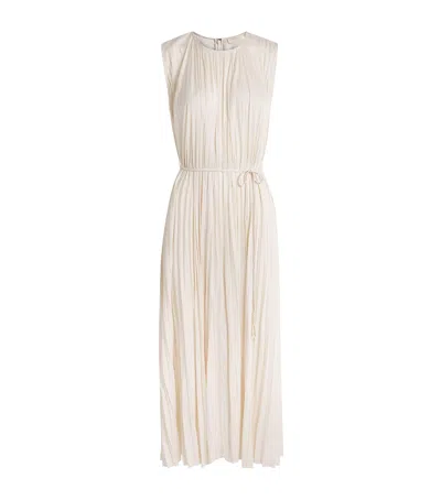 Ulla Johnson Satin Pleated Fianna Midi Dress In White