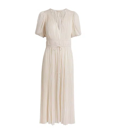 Ulla Johnson Satin Puff-sleeve Audra Midi Dress In White