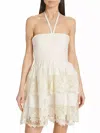Ulla Johnson Savannah Embroidered Halter Mini Dress In Beige