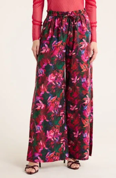 Ulla Johnson Sawyer Floral Cotton Wide Leg Pants In Pink
