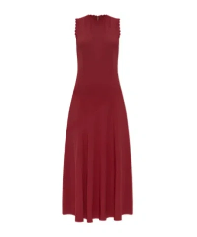 Ulla Johnson Scallop-trim Midi Dress In Burgundy