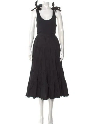 Pre-owned Ulla Johnson Scoop Neck Long Dress In Black