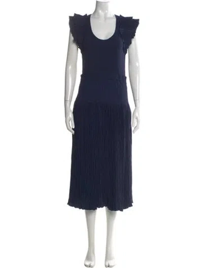 Pre-owned Ulla Johnson Scoop Neck Long Dress In Blue