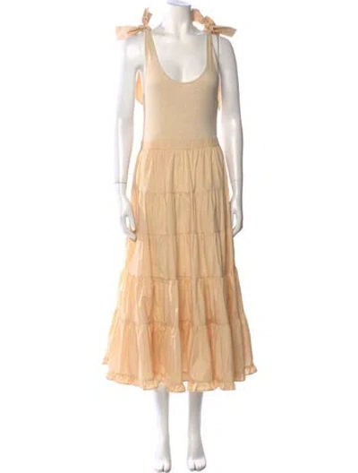 Pre-owned Ulla Johnson Scoop Neck Long Dress In Brown