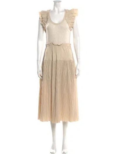 Pre-owned Ulla Johnson Scoop Neck Long Dress In Brown