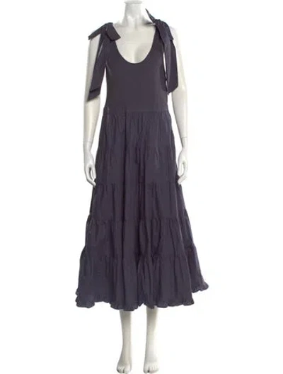Pre-owned Ulla Johnson Scoop Neck Long Dress In Gray