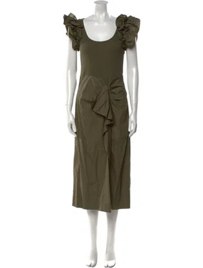 Pre-owned Ulla Johnson Scoop Neck Long Dress In Green