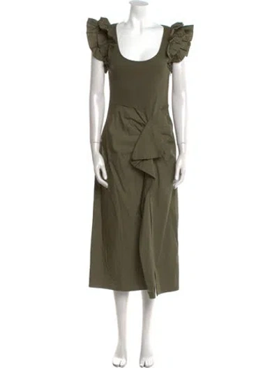Pre-owned Ulla Johnson Scoop Neck Long Dress In Green