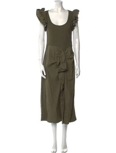 Pre-owned Ulla Johnson Scoop Neck Long Dress In Green