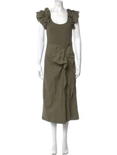 Pre-owned Ulla Johnson Scoop Neck Long Dress In Green