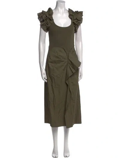 Pre-owned Ulla Johnson Scoop Neck Long Dress In Green