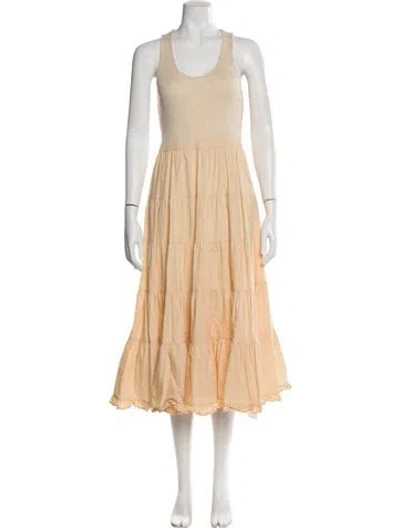 Pre-owned Ulla Johnson Scoop Neck Long Dress In Neutral