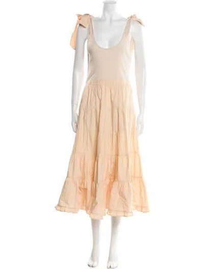 Pre-owned Ulla Johnson Scoop Neck Long Dress In Neutral