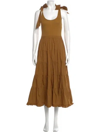 Pre-owned Ulla Johnson Scoop Neck Long Dress In Neutral