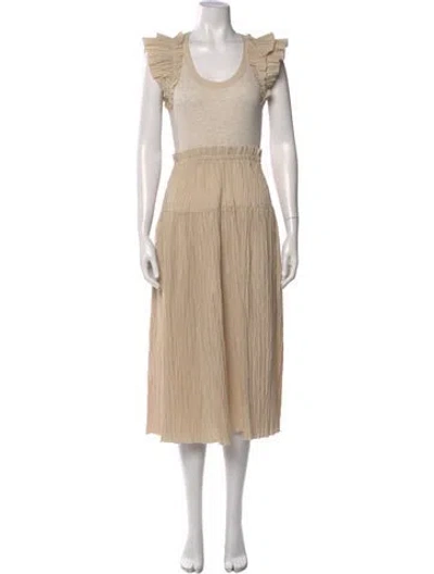 Pre-owned Ulla Johnson Scoop Neck Long Dress In Neutral