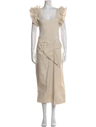 Pre-owned Ulla Johnson Scoop Neck Long Dress In Neutral