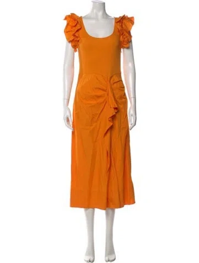 Pre-owned Ulla Johnson Scoop Neck Long Dress In Orange
