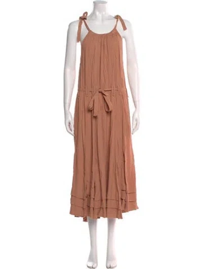 Pre-owned Ulla Johnson Scoop Neck Long Dress In Orange