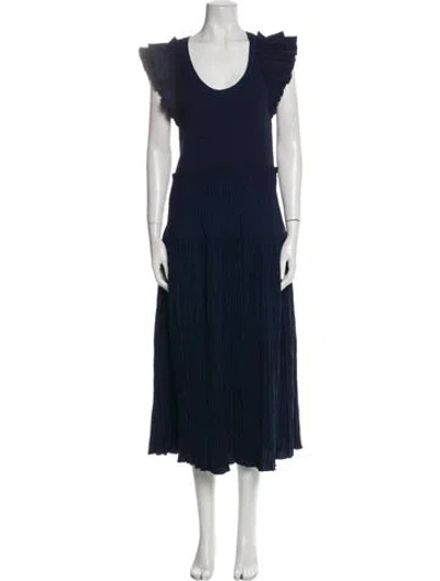 Pre-owned Ulla Johnson Scoop Neck Long Dress W/ Tags In Blue
