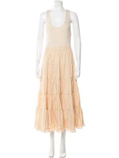 Pre-owned Ulla Johnson Scoop Neck Long Dress W/ Tags In Neutral