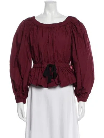 Pre-owned Ulla Johnson Scoop Neck Long Sleeve Blouse In Burgundy