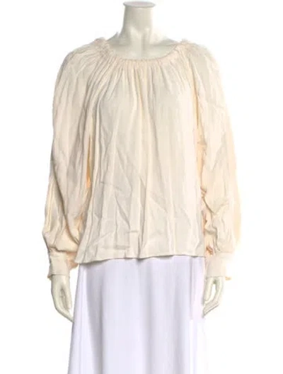 Pre-owned Ulla Johnson Scoop Neck Long Sleeve Blouse In Neutral