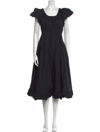 Pre-owned Ulla Johnson Scoop Neck Midi Length Dress In Black