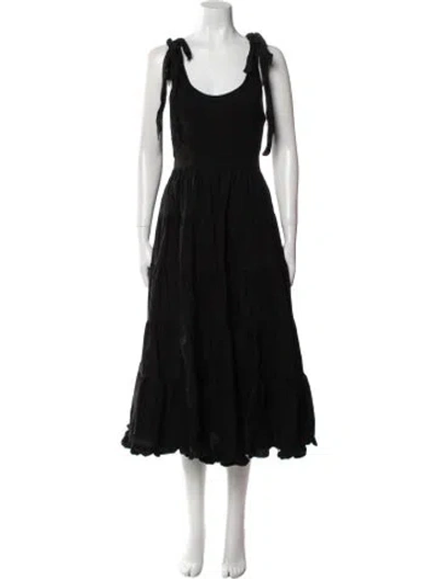 Pre-owned Ulla Johnson Scoop Neck Midi Length Dress In Black