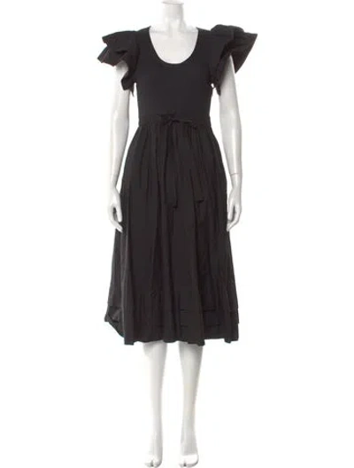Pre-owned Ulla Johnson Scoop Neck Midi Length Dress In Black