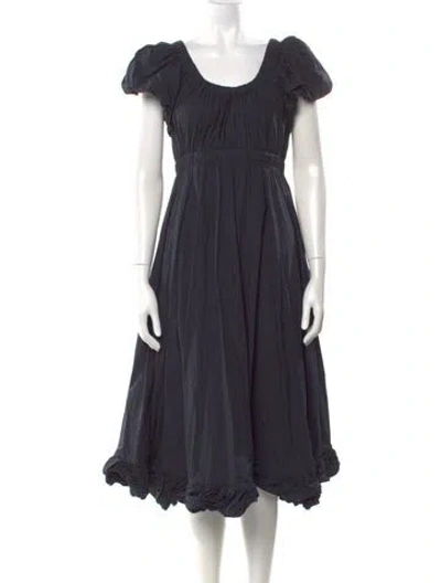 Pre-owned Ulla Johnson Scoop Neck Midi Length Dress In Black