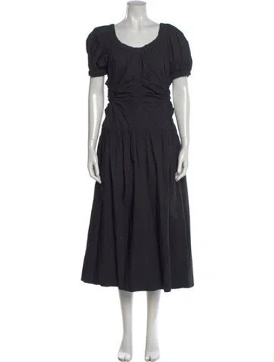 Pre-owned Ulla Johnson Scoop Neck Midi Length Dress In Black