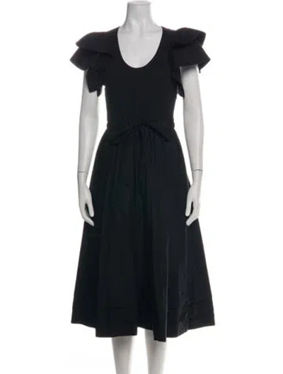 Pre-owned Ulla Johnson Scoop Neck Midi Length Dress In Black