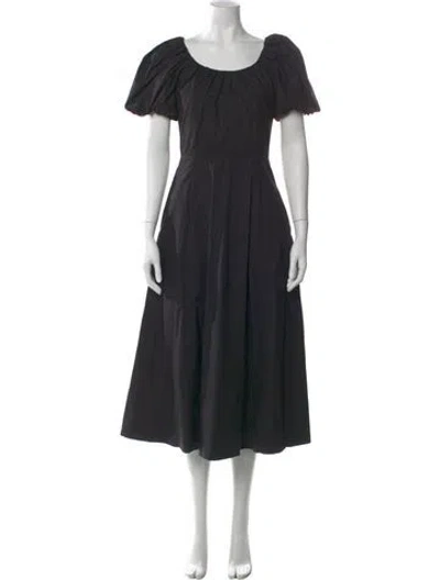 Pre-owned Ulla Johnson Scoop Neck Midi Length Dress In Black