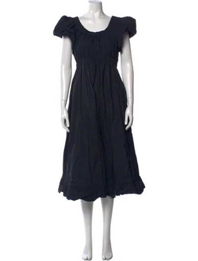 Pre-owned Ulla Johnson Scoop Neck Midi Length Dress In Black