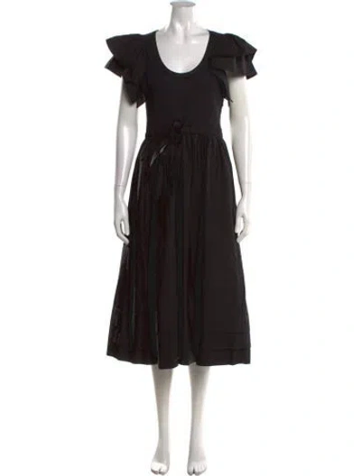 Pre-owned Ulla Johnson Scoop Neck Midi Length Dress In Black