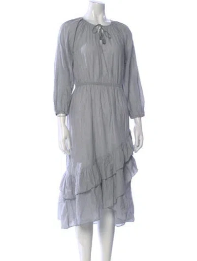 Pre-owned Ulla Johnson Scoop Neck Midi Length Dress In Blue