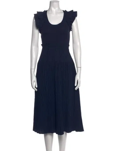 Pre-owned Ulla Johnson Scoop Neck Midi Length Dress In Blue